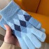 Gloves Warm gloves Fleece thickened gloves Leaky finger knitted middle school student cold-proof plush gloves