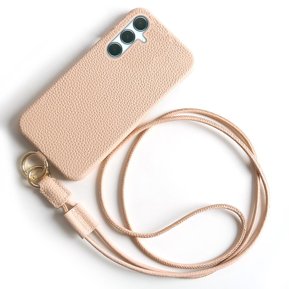 

Чохол для Samsung Galaxy A55 5G зі шнурком, задня кришка для телефону з натуральної коров ячої шкіри та ПК Pink