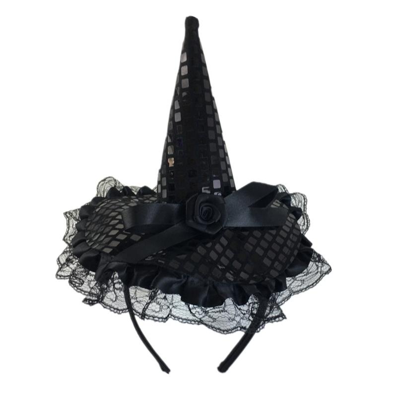 Witch Hat Headband for Adult Cosplay Party Costume Novelty Wizard Cap Hairband Holiday Masked Ball Headgear Accessories