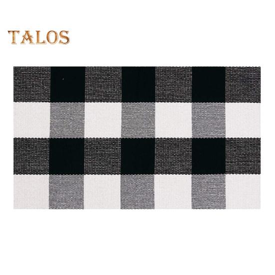 Bathroom Floor Mat Quick Absorbent Quick-Drying Anti-Slip Colorblock Plaid Printing Manual Braided Multipurpose Bath Shower Sink Kitchen Carpet