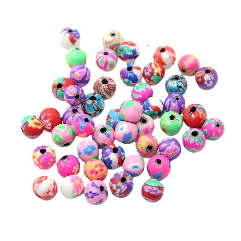 Soft Pottery Loose Beads Diy Jewelry Accessories Earrings Necklace Material Beads 1000 Printed Color Soft Pottery Round Beads
