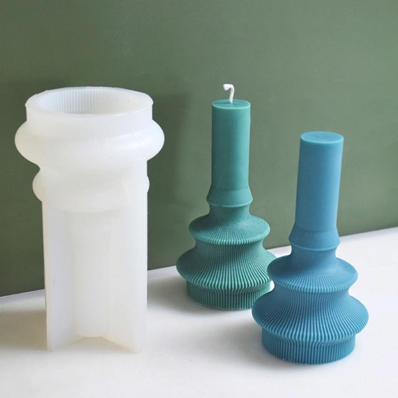 Silicone Gypsum Molds Striped Candle Holder DIY Mold for Candle Mold Handmade Craft Soap Clay Mould Cake Decorating