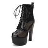 Sexy Platform Ankle Boots for Women Lace Black Red Short Dance Boot High Heel Party Dance Shoes Lady Big Size 45 2025 Summer