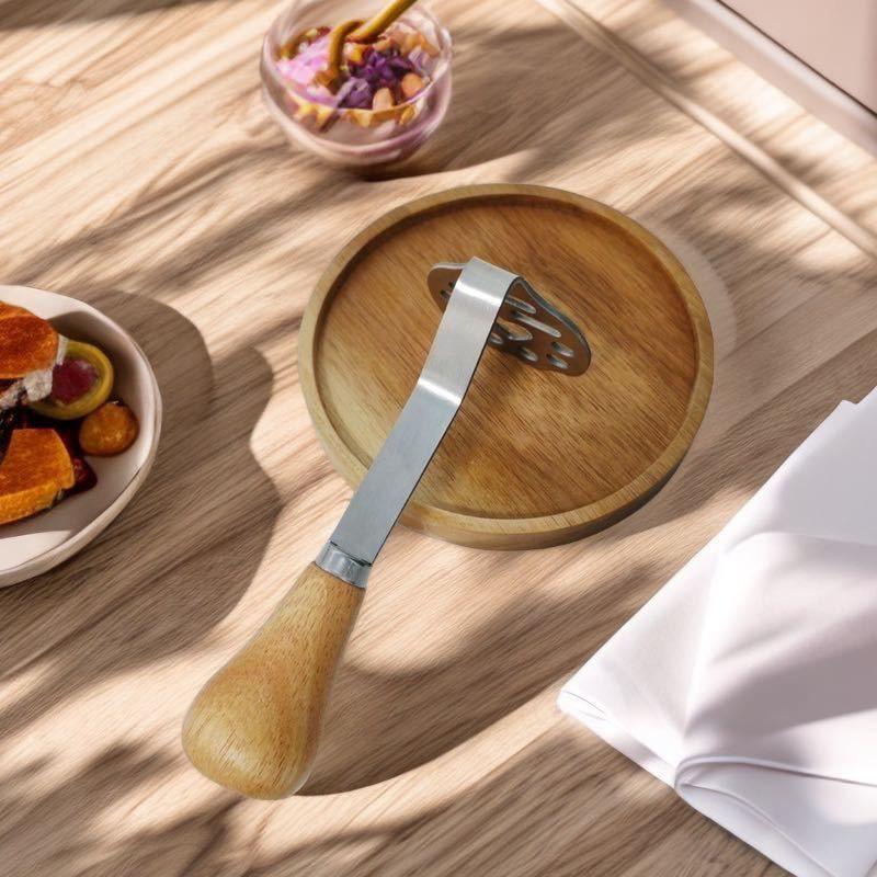 Nerezová ocel Dřevěná rukojeť Mačkadlo na medvěda Mačkadlo na brambory Kuchyňský nástroj Mačkadlo na sladké brambory a ovoce Drcené brambory