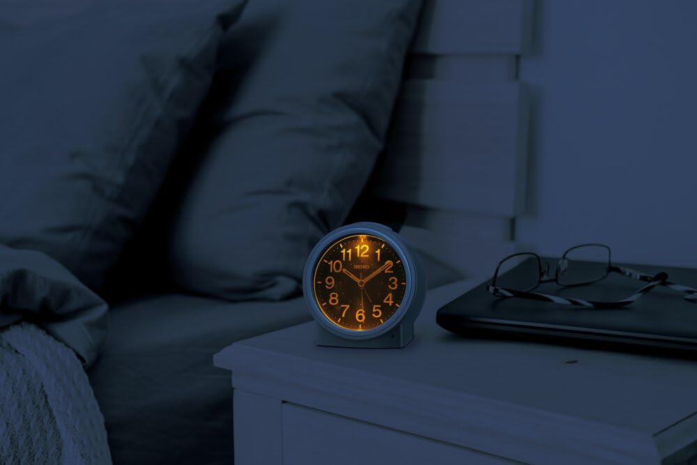 Seiko Clock Alarm Clock Table Clock Automatic Lighting Analog Light Concentrating Resin Dial Visible Even At Night Light Gold Pearl 116 X 115 X 81mm