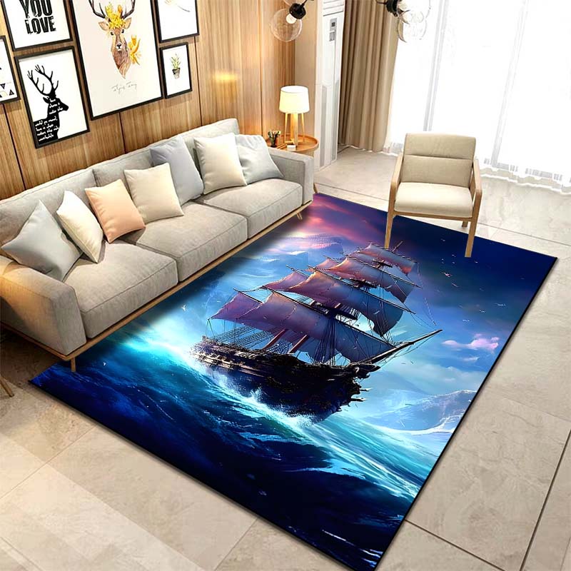 Sizes ghost Ship Pirate Ship Pattern Rug Carpets Bedroom Living Room Bathroom Mat Creative Door Mat Cloakroom Decor Area Rug