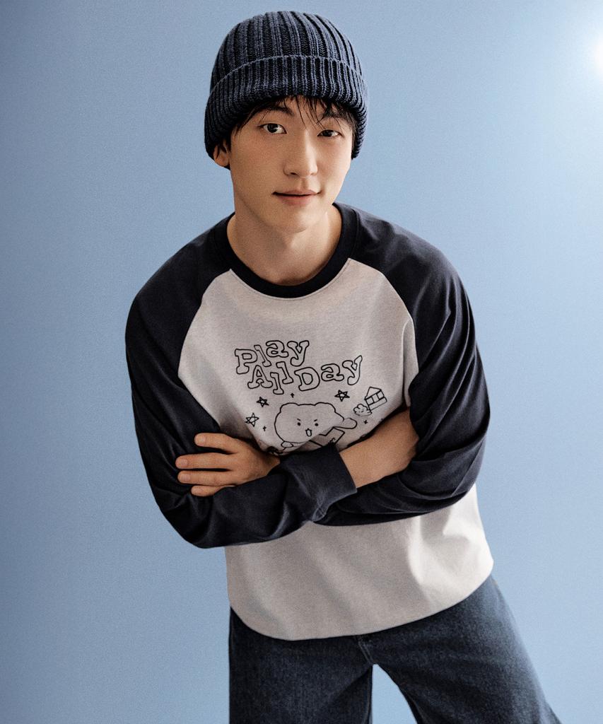 Seupao [Manggeureojin Gom] Long Sleeve T-Shirt (Melange Gray)_Splag23U03