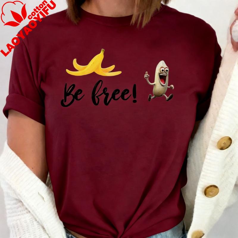 Be Free Banana TShirt  Funny Fruit Tee Oversized T Shirt Graphic T Shirts Shirts for Women Harajuku Y2k Top Vintage Kawaii Tee