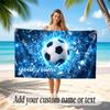 Soccer Theme Beach Towel Personalized Custom Name & Text Soft Quick Dry Beach Towel for Swimming Travel
