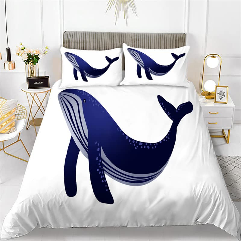 Velrybí povlak na přikrývku Twin King Size,Děti Děti Orca Rodina Matka a dítě Plavání v oceánu Téma,polyester Sada povlaků na přikrývku