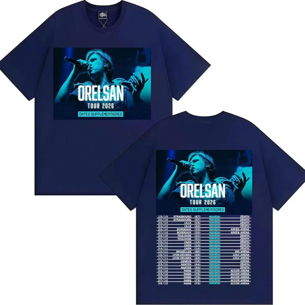 2026 Tour Tee Rapper Orelsan Hip Hop Short Sleeve Tshrit Mens Women Fashion Double Sided Print Clothing Pure Cotton Tshrits