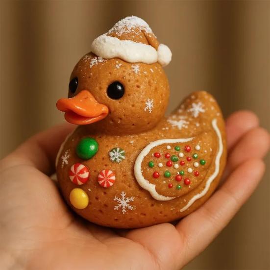 Christmas Duck Figurine Gingerbread Christmas Tree Duck Ornament Desktop Candy Cane Duck Statue
