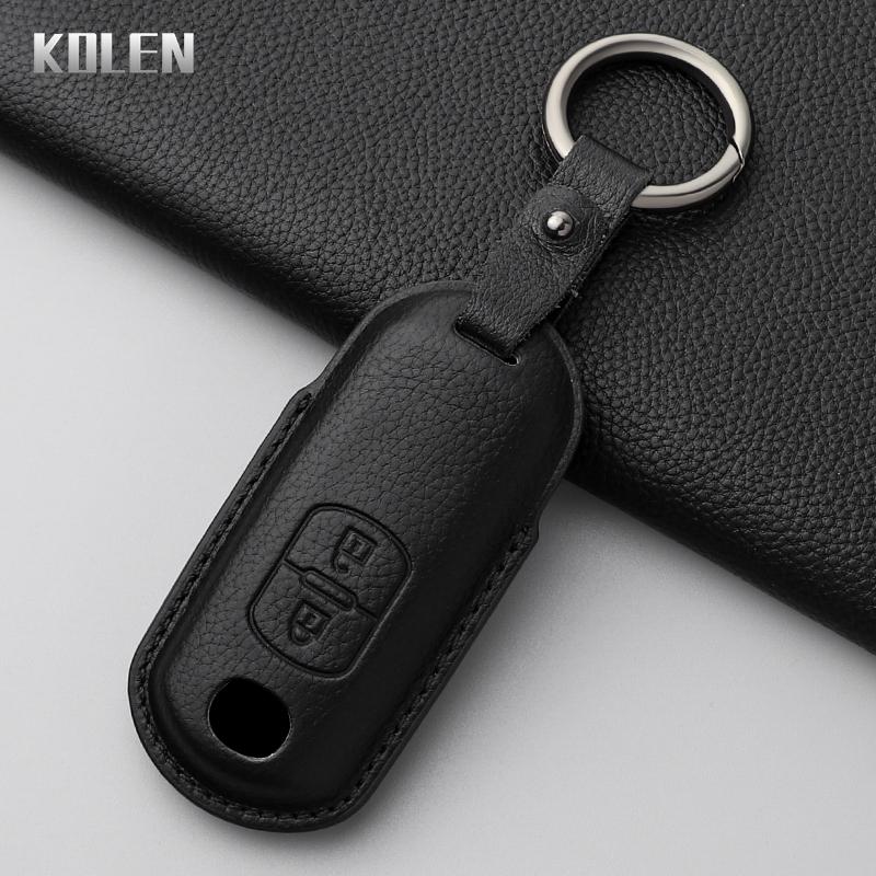 Leather Car Key Case Cover Shell For Mazda 2 3 6 Atenza Axela Demio Cx-5 Cx5 Cx-3 Cx3 Cx7 Cx-7 Cx-9 Cx9 Mx5 2 3 Buttons Keychain