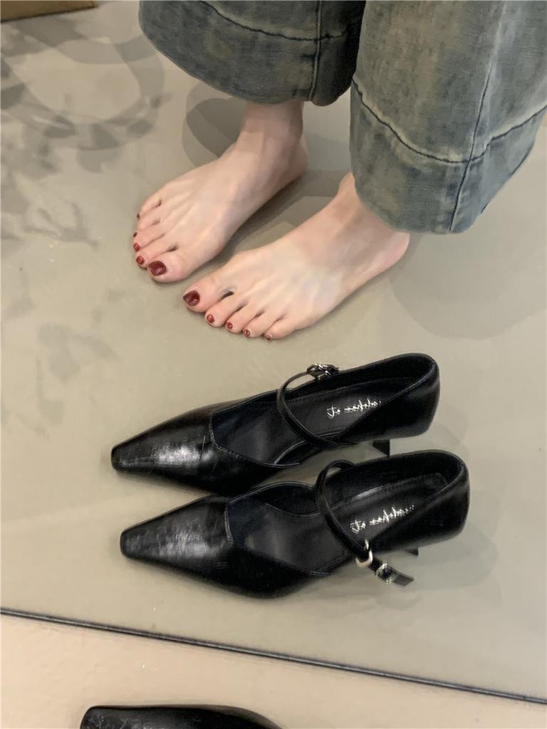 Women's High Heels Women's Spring 2025 French Temperament Elegant Pointed Head Light Mouth Stiletto Mary Jane Commuter Shoes