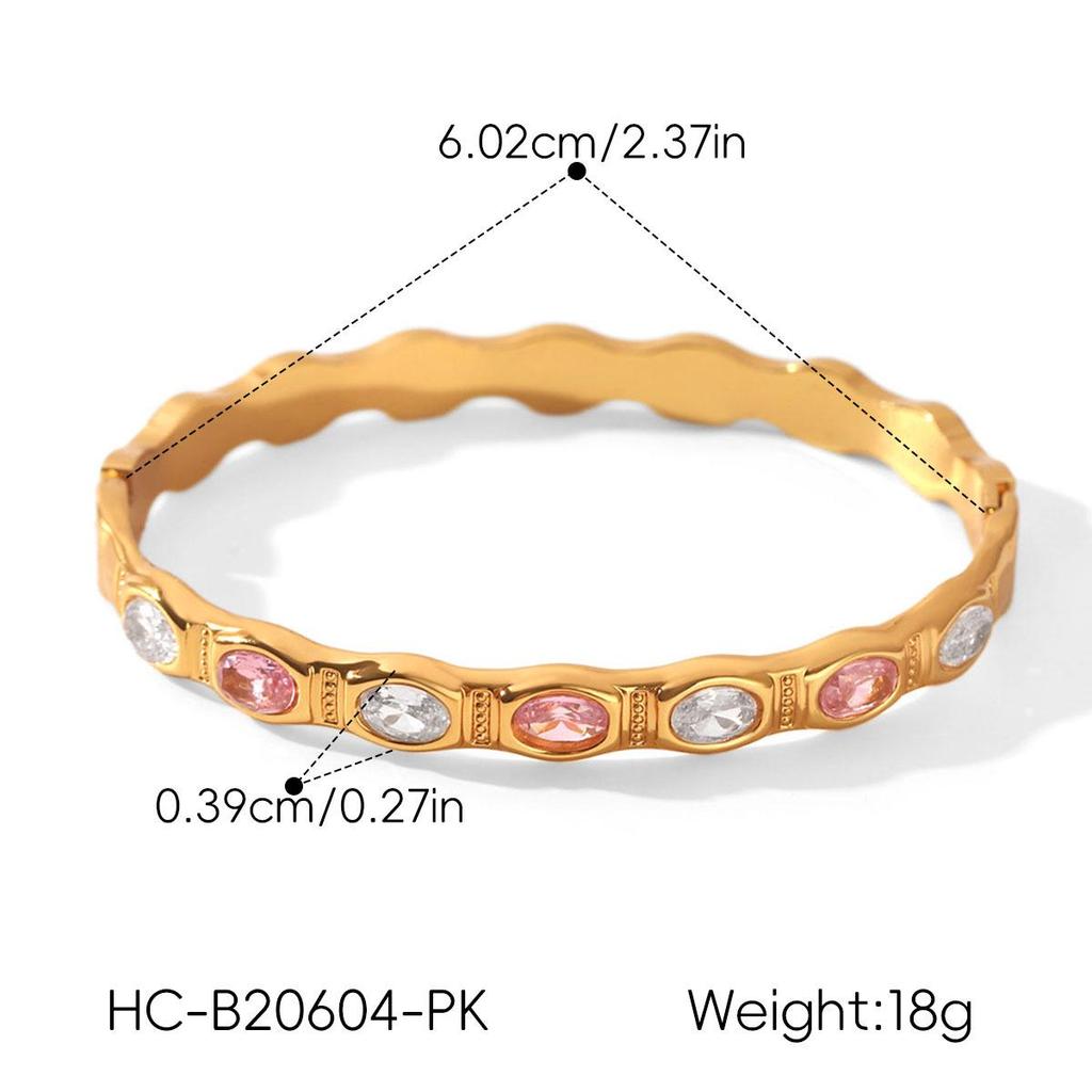 European Internet Celebrity Style Stainless Steel Colorful Zircon Bracelet for Women - Non-fading Luxury Design
