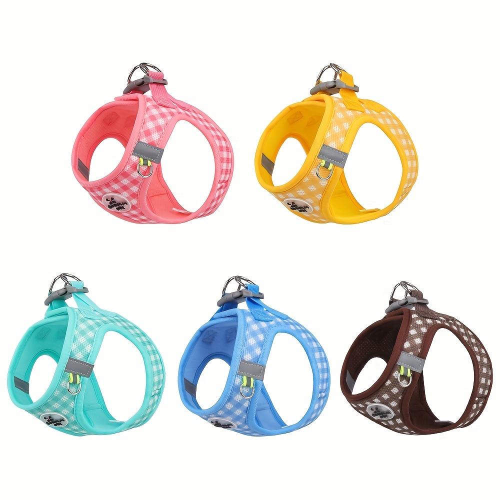 1pc Reflective Plaid Dog Harness with Leash, Breathable Polyester Mesh, Safety Traction Buckle, No-Battery Night Visibility, Under 4ft  for Small Dogs