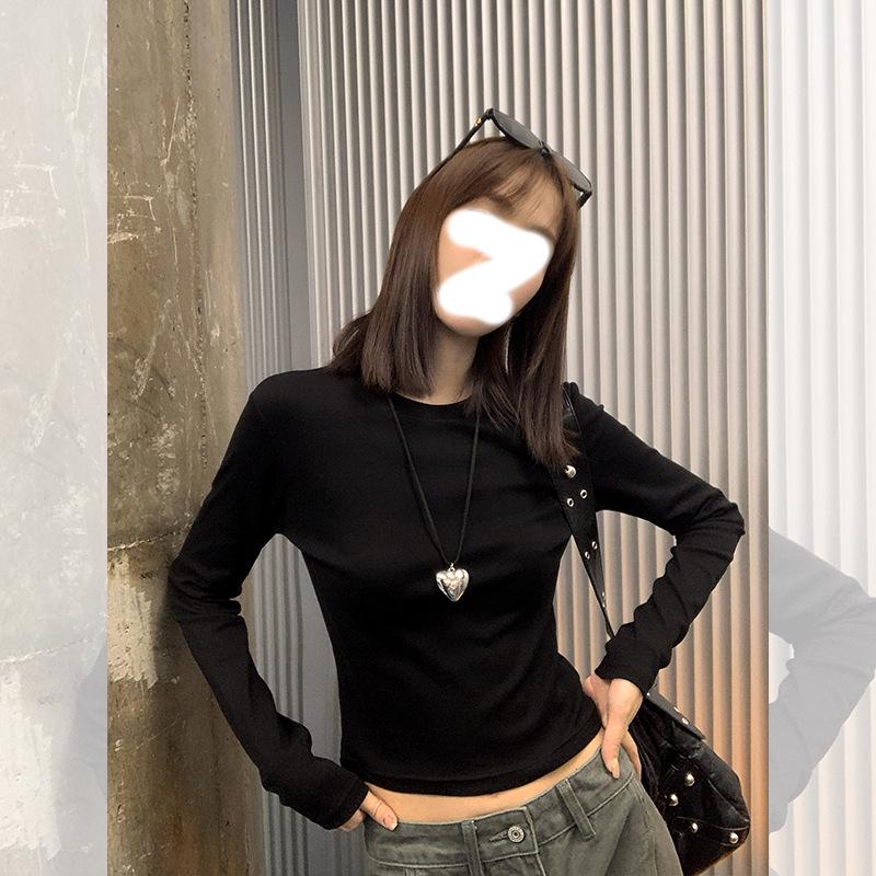 

Women s Slim Fit Round Neck Long Sleeve Velvet Top - Hot Girl Style, White, Autumn/Winter Collection One Size [Suitable for 80-120 kg]