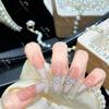 Pink French Rhinestone Luxury Wearable Nails with Whitening Mix-and-Match Style
