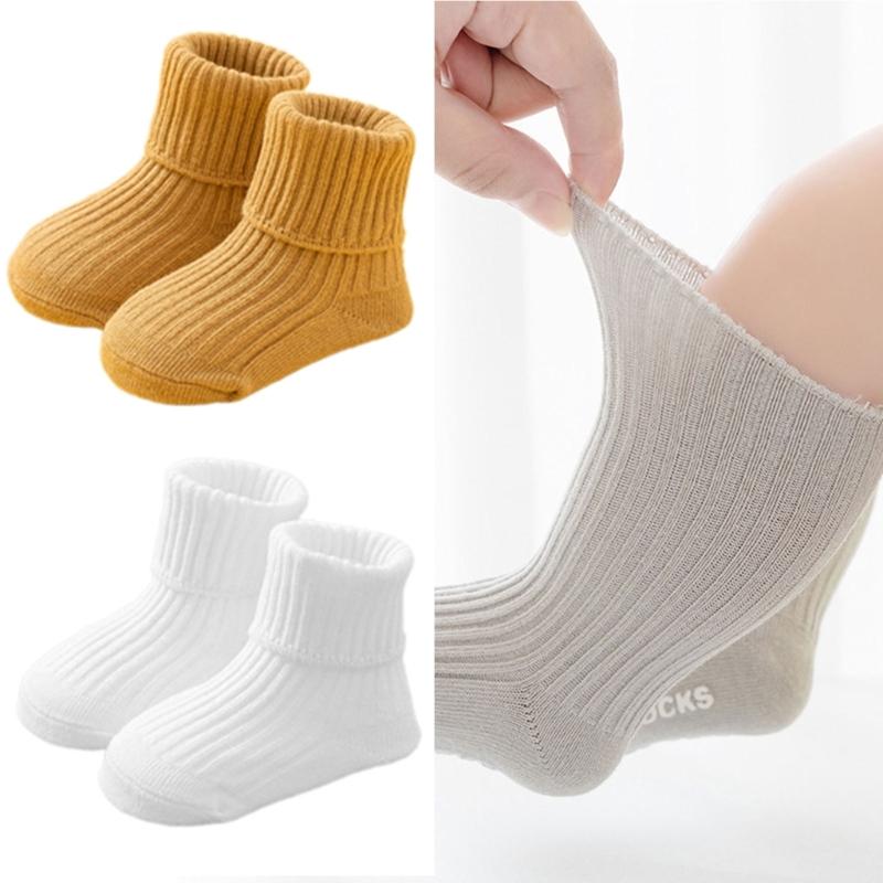 2pcs Anti Skid Toddler Socks Soft Crew Length Socks Middle Tube Design For Secure Movement On Hardwood Floors