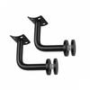 2-Piece Glass Support Hardware Set for Stair Rail, Featuring a Black Finish and Fixed-Plate Form for Mounting Tasks