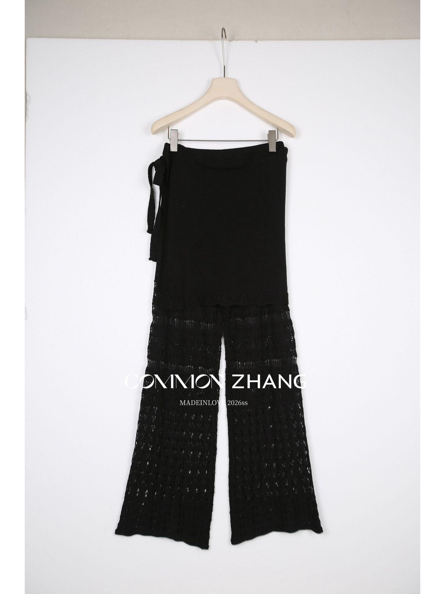 

ZHANG Chun Crochet Knit Hollow Casual Pants with Butt Cover for Women One Size чёрный