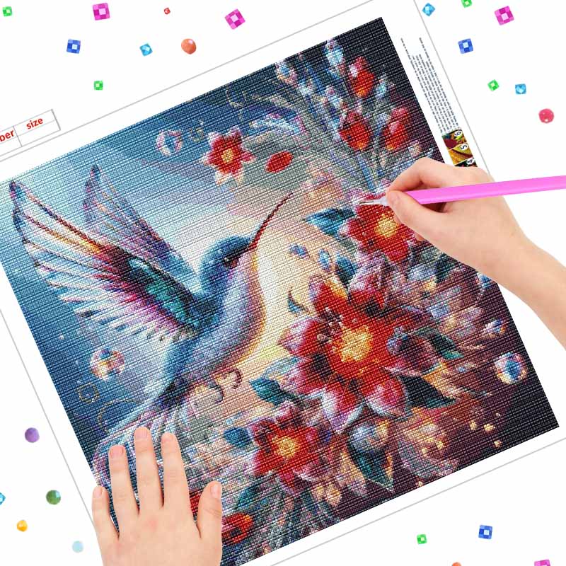 Hummingbird DIY Diamond Painting Kit with Colorful Rhinestones Sparkling Craft Canvas for Adults Home Decor and Relaxing Hobby