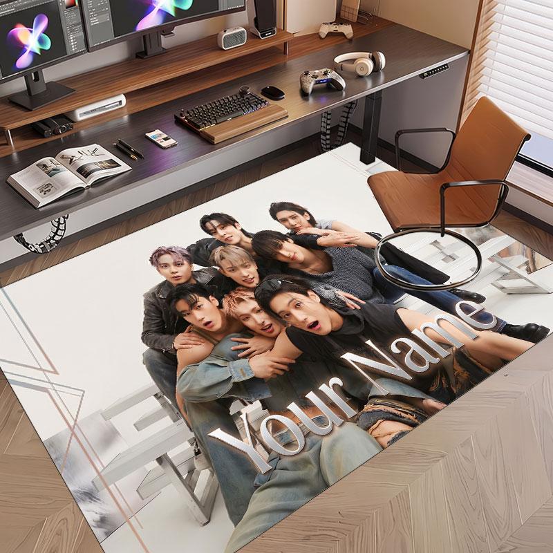 Custom Name Crystal Velvet Rug,ATEEZ Comfortable Anti Slip Floor Mat For Room Decoration