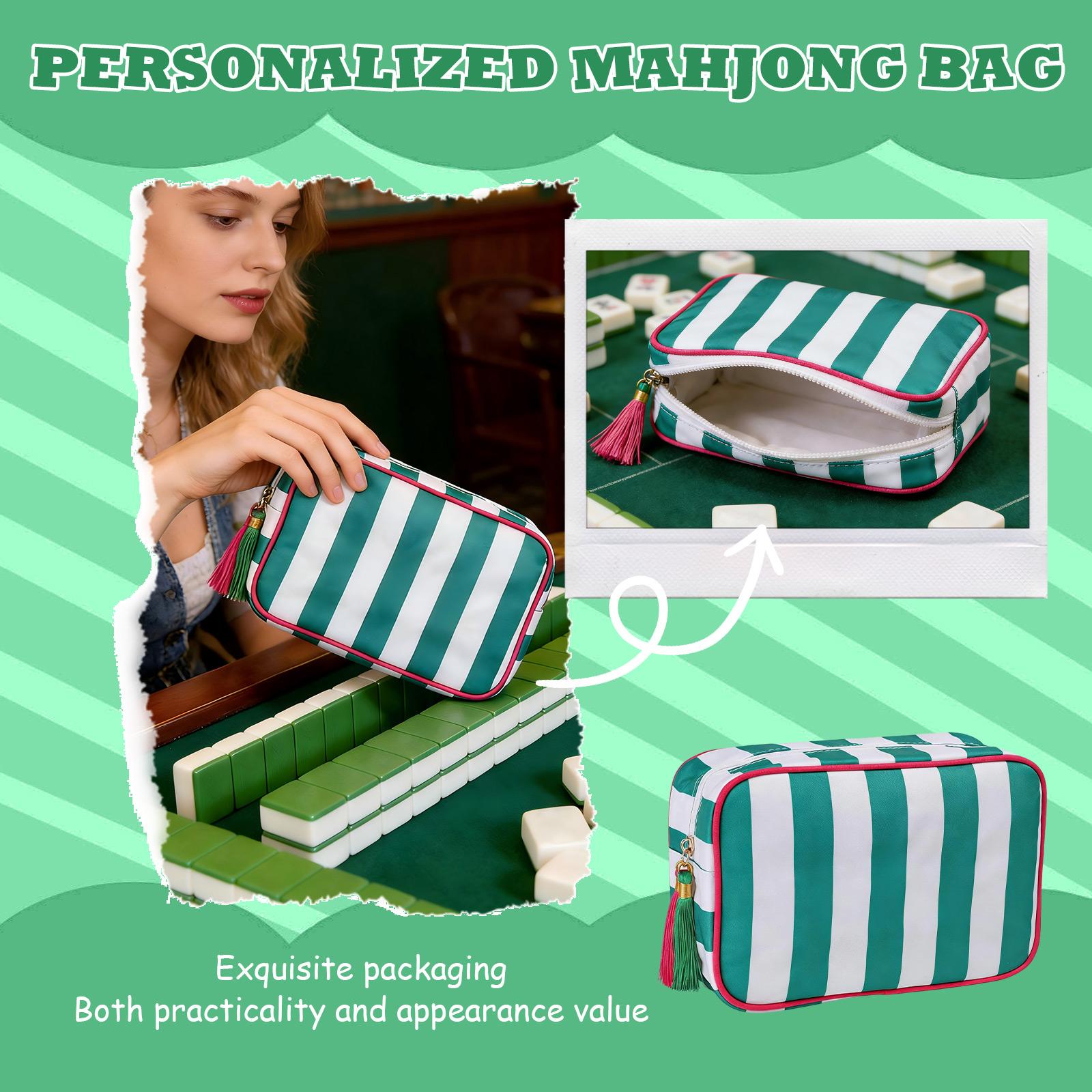 

Striped Mahjong Storage Bag One Size зелёный