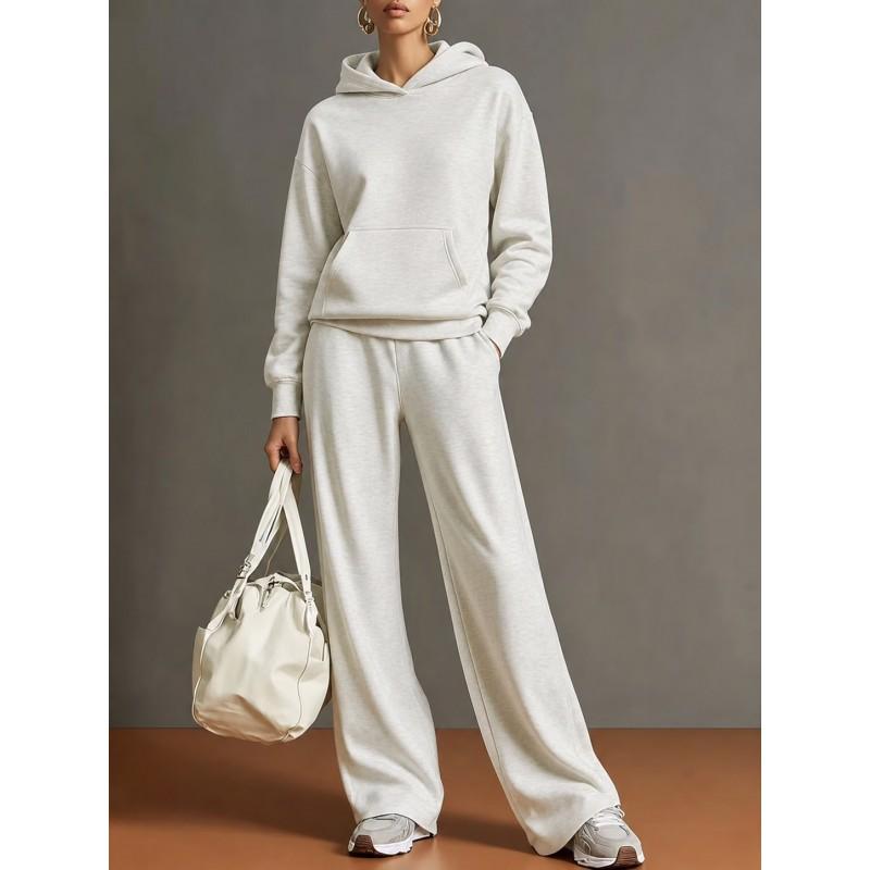 2026 Herbst Winter Damen Freizeit Kapuzenpullover Weite Hosen Set Locker Sportbekleidung