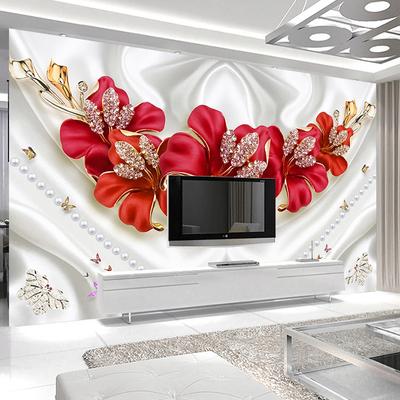 Tapet de artă cu flori în relief perete 3d stil european șofrăn bijuterii diamant tapet living TV fundal decorare tapet mural