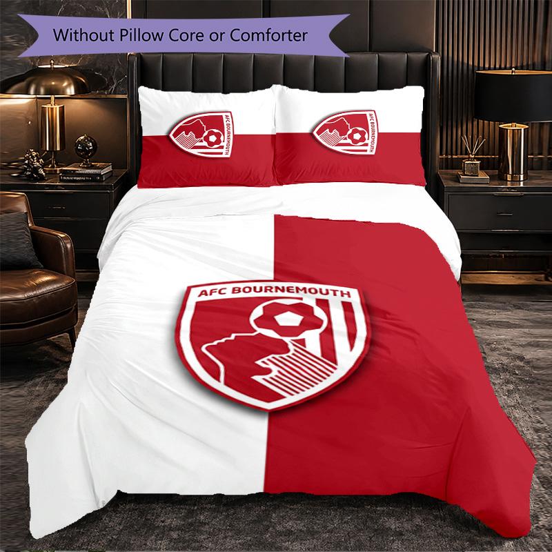 Set Biancheria da Letto Bournemouth Football 3 Pezzi Morbido Set Copripiumino con Federe Set Decorazione Camera da Letto per la Casa