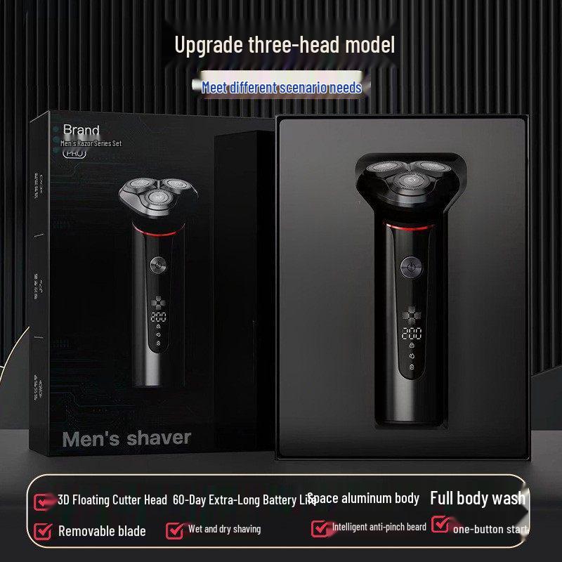 2025 Portable Rechargeable Men's Three-Head Electric Shaver - Wet & Dry, Body Washable