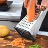 Multifunctional Handheld Stainless Steel Grater with Wooden Handle - Four-Sided Vegetable & Fruit Shredder