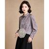 EST+II Retro Chinese-Style Printed Lapel Blouse