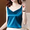 Korean Silk Women Blouses Shirt Woman Satin Blouse Tops Women Satin Lace Embroidery Blouse Top Woman V-neck Printing Shirts Tops