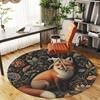 1pc fox floral Round Chair mat Area Rug - Non-Slip, Floor Mat for Office, Bedroom, and Indoor Decor c1118185