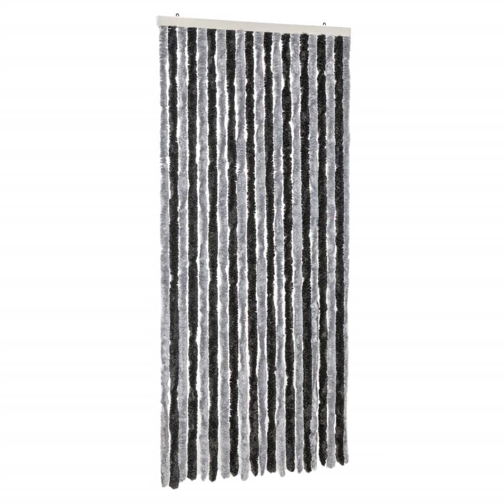 vidaXL Fliegenvorhang Grau und Schwarz 90x220 cm Chenille