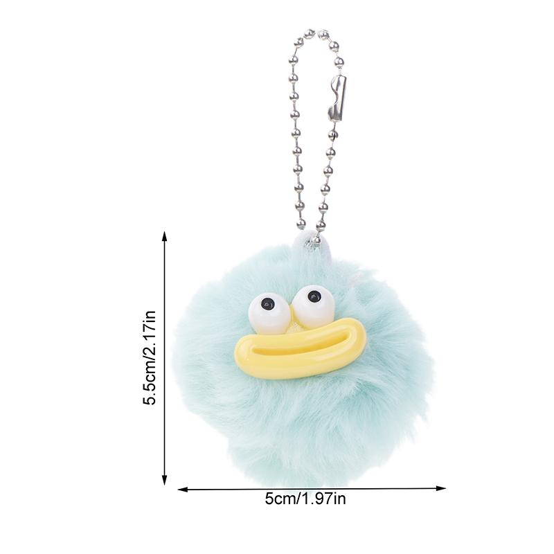 Cute Cartoon Sausage Mouth Hair Ball Key Chain Plush Funny Mini Big Mouth Doll Pendant Key Ring Backpack Bag Car Pendant
