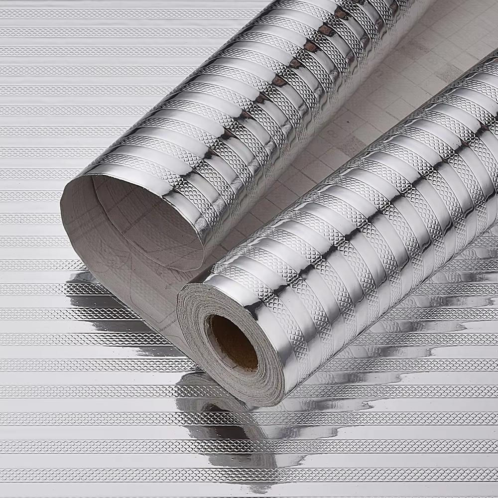 Kitchen  PVC Self-adhesive Oil Resistant Wallpaper Aluminum Foil Paper Drawer Moisture-Proof Thickened Waterproof
