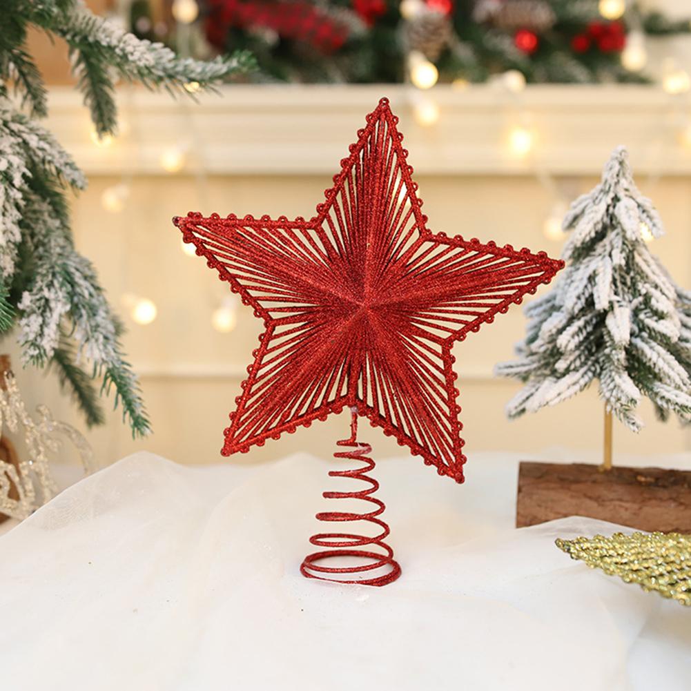Glitter Xmas Tree Topper Star Decoration Five-Pointed Star Festive Ambiances Personalized Christmas Party Decor Display