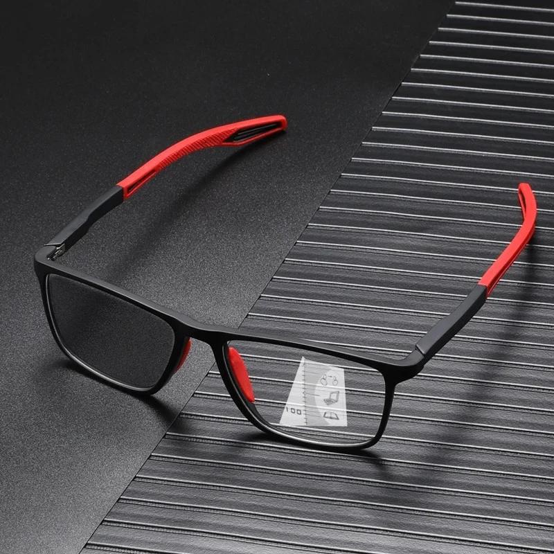 Men Women Progressive Near Far Eyewear Ultralight Photochromic Reading Glasses Anti-Blue Lamp Multifocal Color Changing Glasses