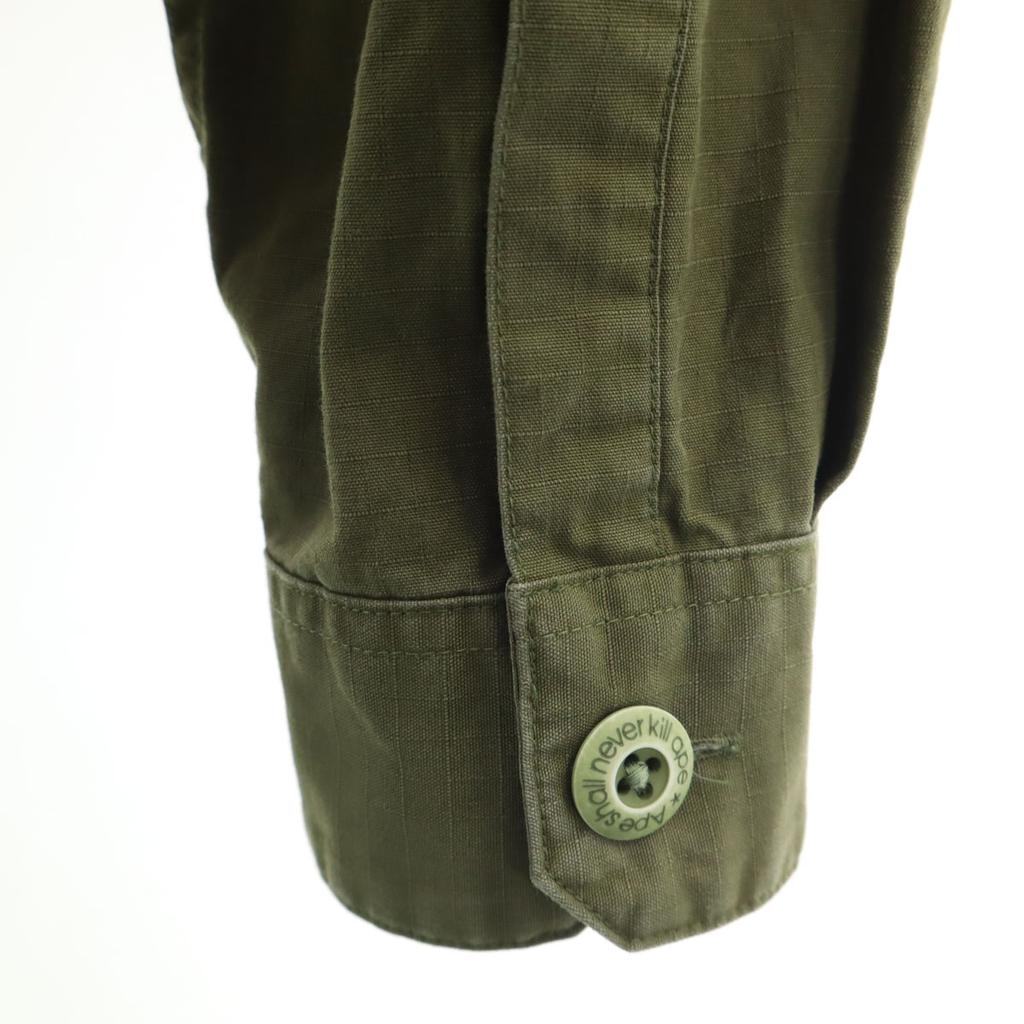 A Bathing Ape Made In Japan Long Sleeve Military Shirt L Khaki Men's Used