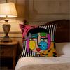 Art Abstract Face Pillow Cover Modern Art Print Colorful Geometric Cushion Case For Sofa Bed Couch Boho Home Decor