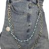 Blue Background Black Pattern Turquoise Handmade Beaded Jeans Chain Retro Street Hanging Chain Unilateral Removable DIY Accessories Chain