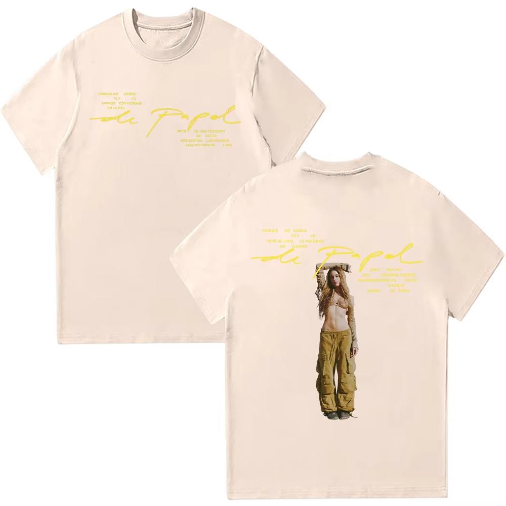 Tini Stoessel Merch Tričko De Papel Módní Bavlněná Trička s Krátkým Rukávem Pánská Dámská Hip Hop Oblečení Y2K Podzimní a zimní spodní prádlo