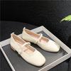 Fashion Square toe low order shoes for women in spring 2025 thick heeled women's shoes gentle evening style small leather shoes
