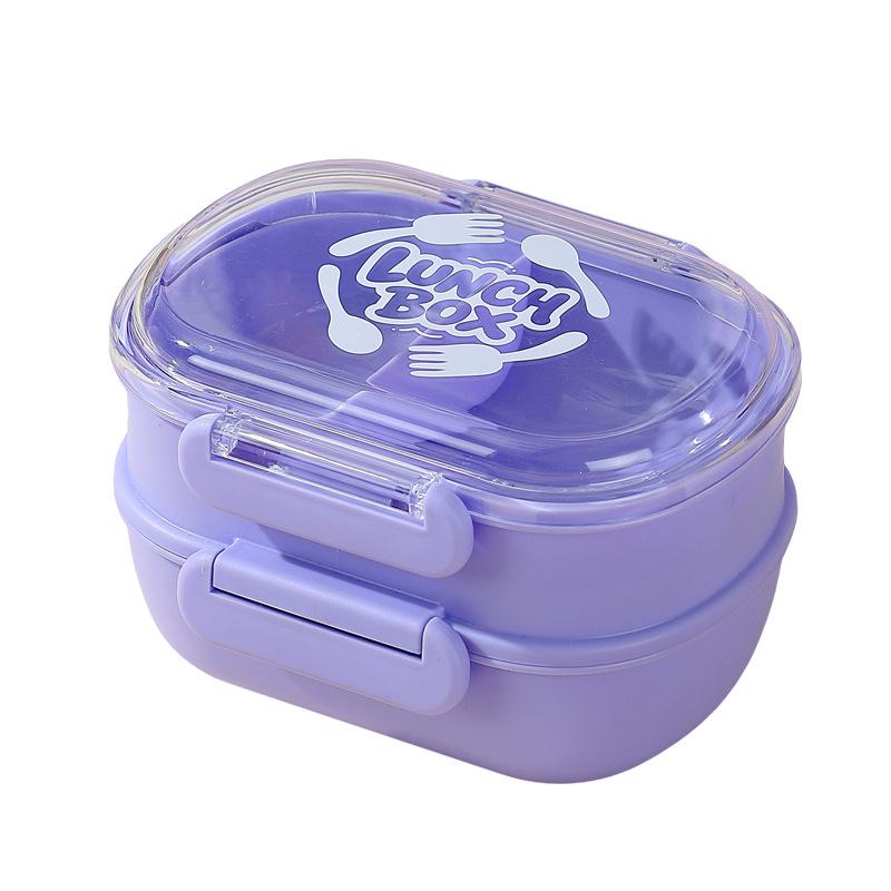 Compact Student Double/Single Layer Plastic Lunch Box with Lid - Portable Bento for Office Workers, Fruit, or Salads.
