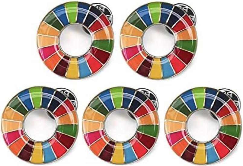 SDGs Badge SDGs Badge Pin Badge New UN Specification Silver Rounded Surface Finish of AIGOU-Life (Set 5)
