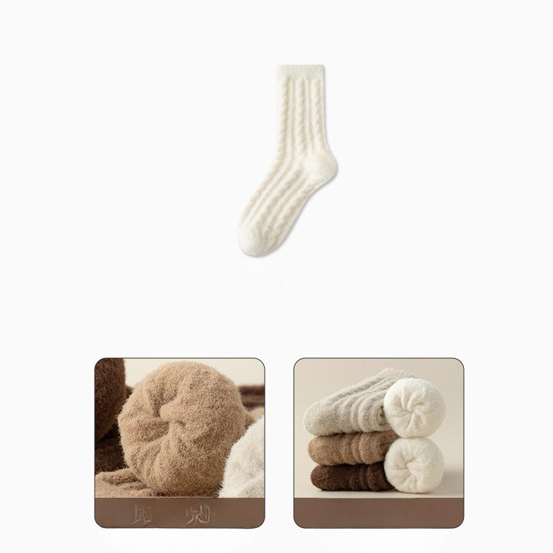 

Носки до середины икры из австралийского флиса для женской зимы, Утепленные флисом, Двусторонний искусственный кашемир, Теплые для сна, Ворсистые длинные носки для осени 1 pair