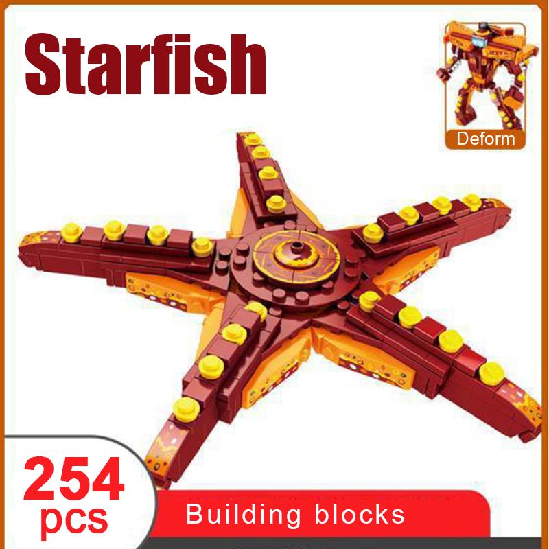 Non-Toxic Ocean Animals Building Block Diy Creative Assembly Crab Small Particle Toy Shark Lobster Robot Deformation For Kids Adults Gift